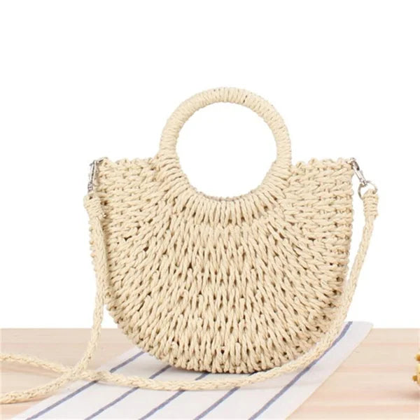 Handmade Rattan Half Round Bag