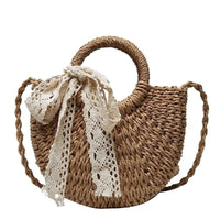 Handmade Rattan Half Round Bag