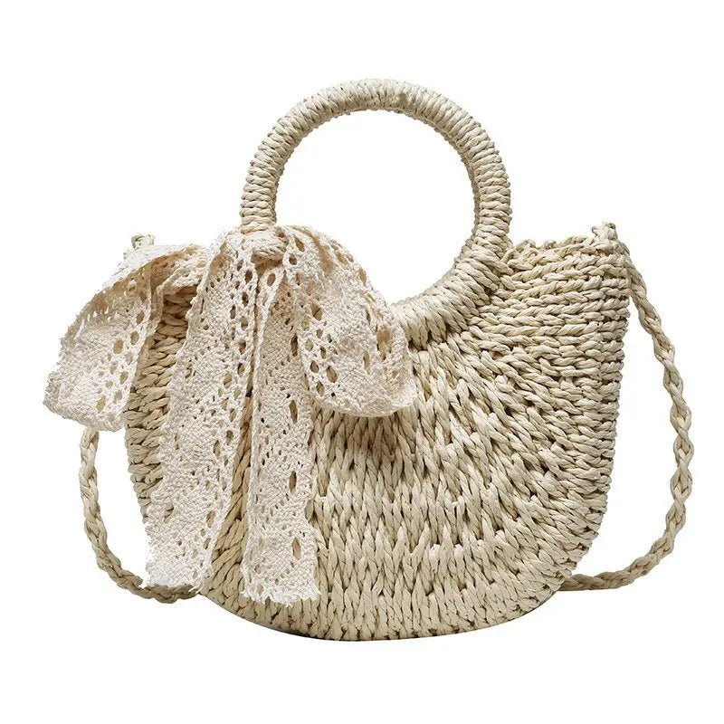 Handmade Rattan Half Round Bag