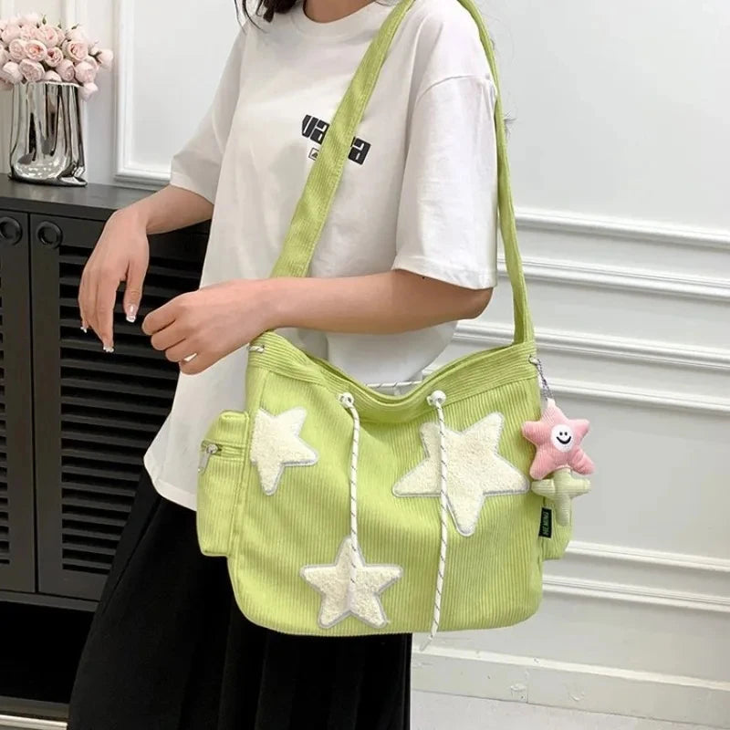Star Corduroy Student Tote Bag