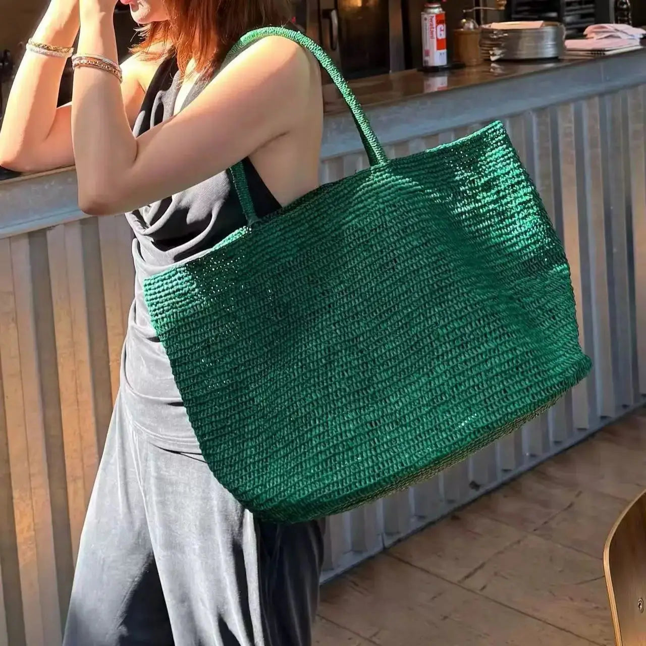 Hand Woven Rattan Beach Tote