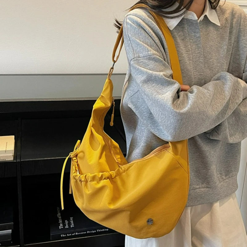 Crinkled Nylon Hobo Bag