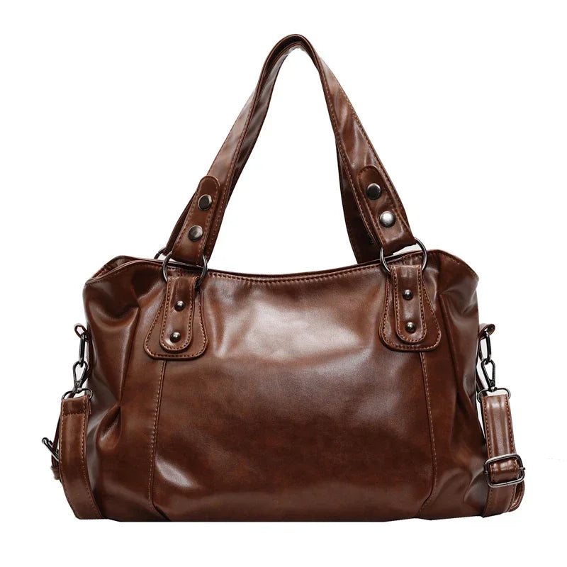 Retro Vegan Leather Tote Bag