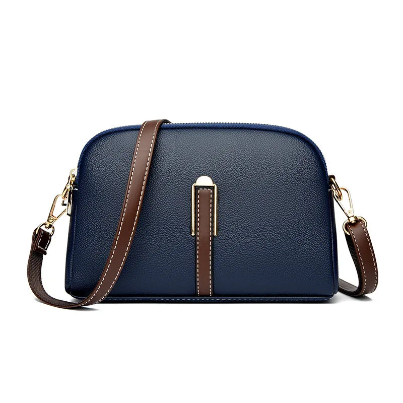 Cowhide Leather Flap Crossbody Bag