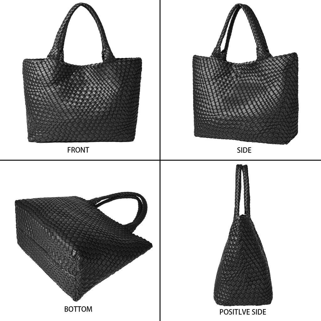 Woven Vegan Leather Beach Tote