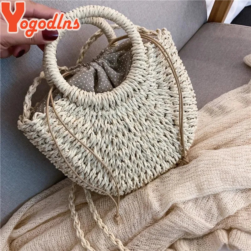 Handmade Rattan Half Round Bag