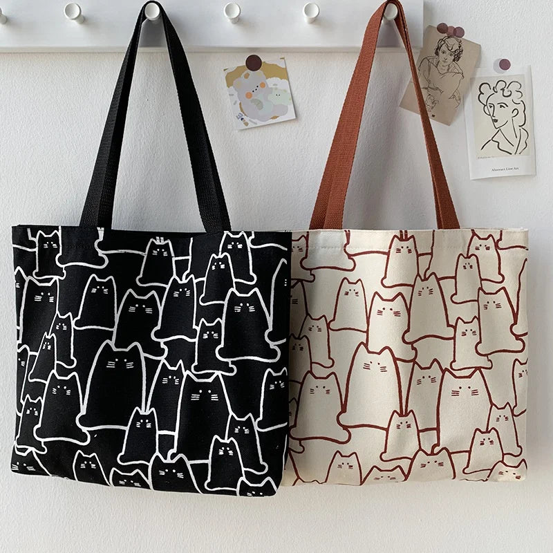 Cute Cat Canvas Shoulder Bag