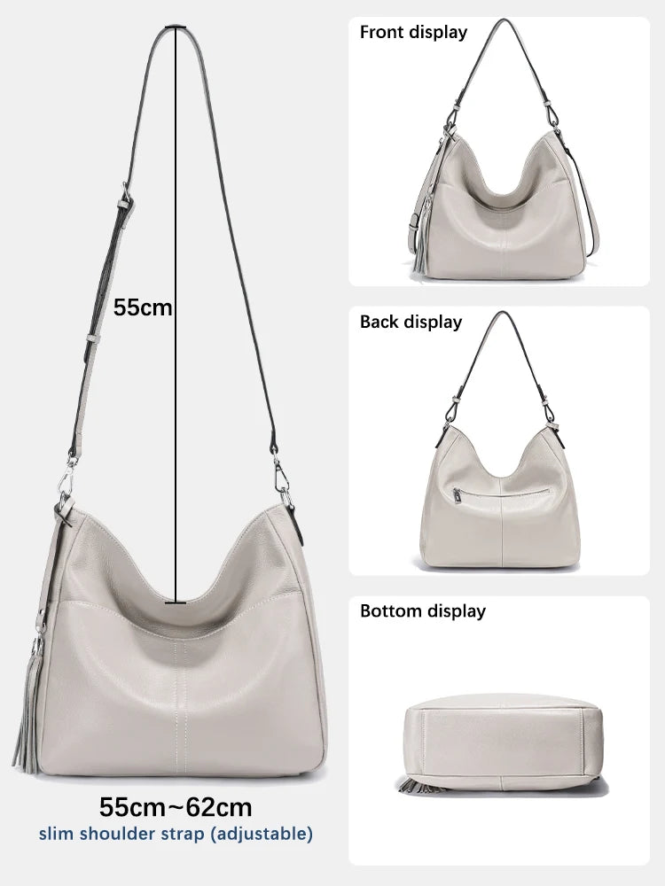 Elegant Tassel Soft Leather Hobo