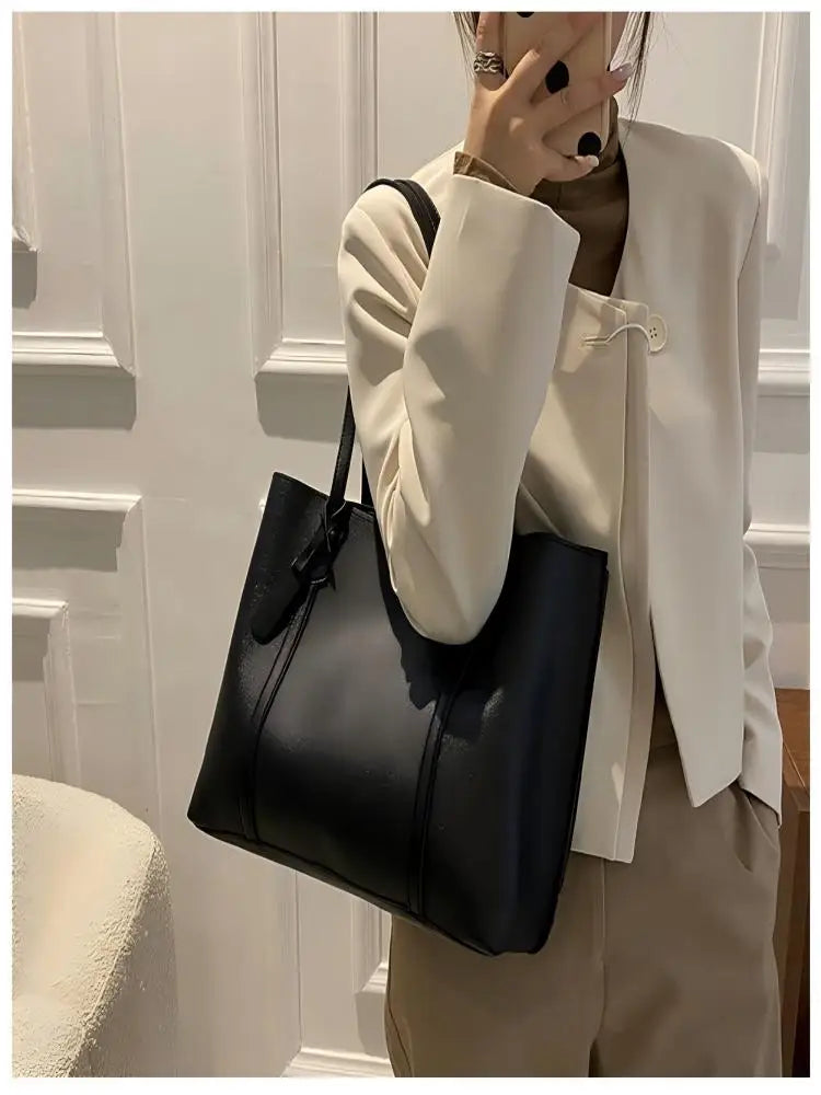 Soft Leather Slouch Tote Bag