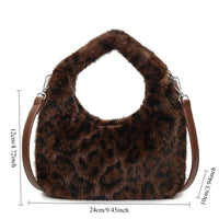 Fluffy Leopard Plush Shoulder Bag