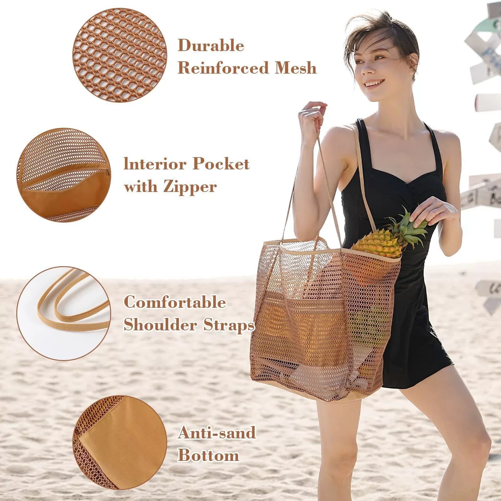 Foldable Mesh Beach Tote