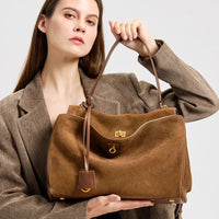 Suede Genuine Leather Tote Bag
