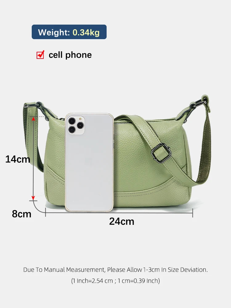 Soft Cowhide Double Zip Hobo