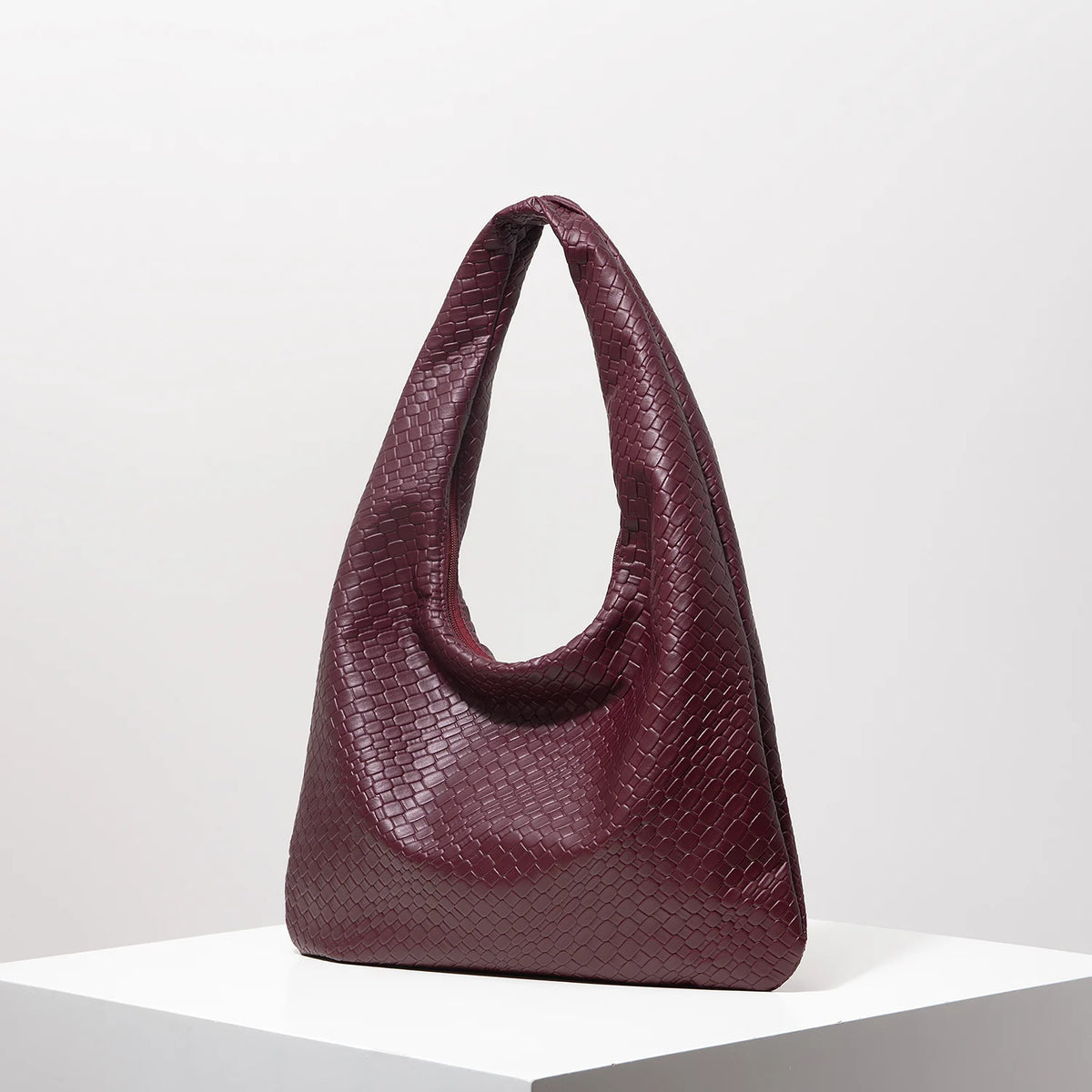 Woven Vegan Leather Hobo Bag