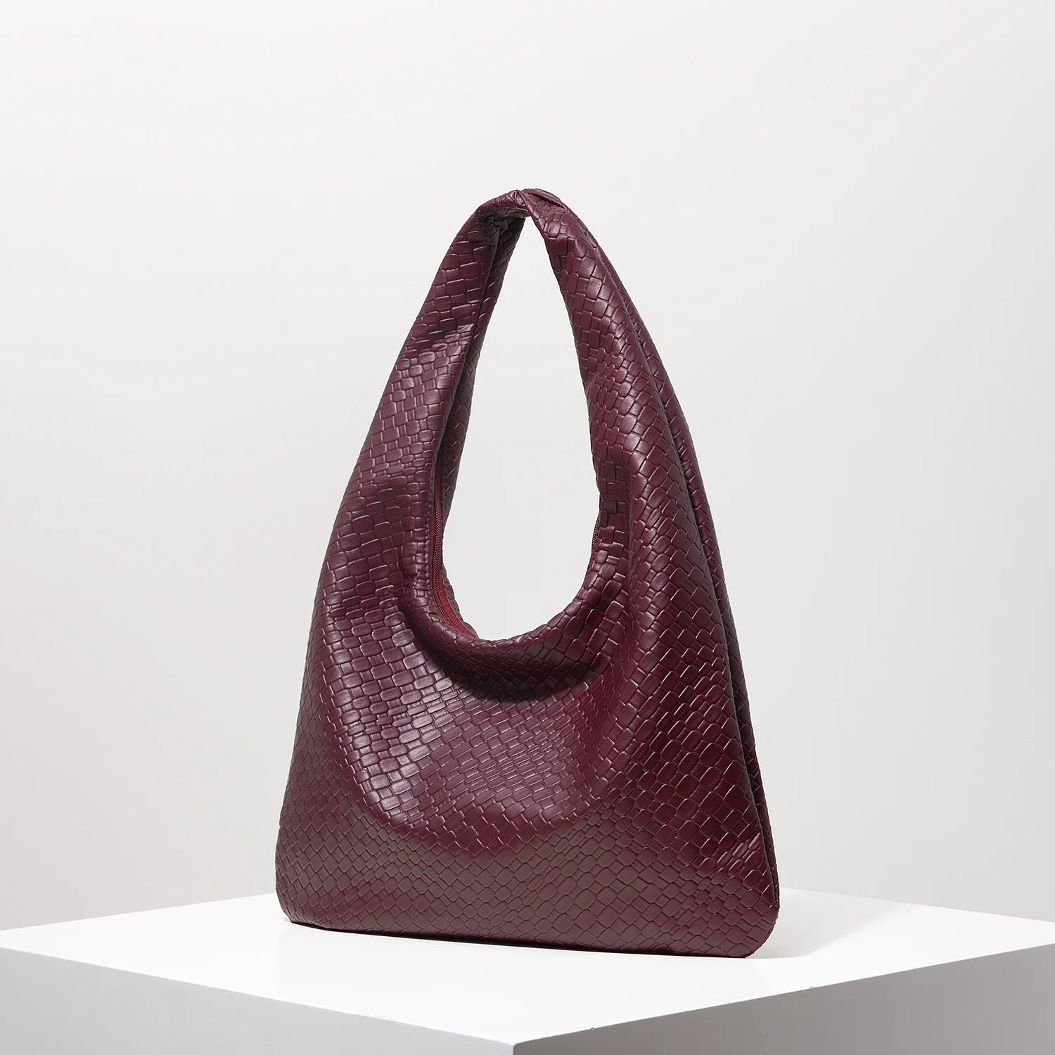 Woven Vegan Leather Hobo Bag