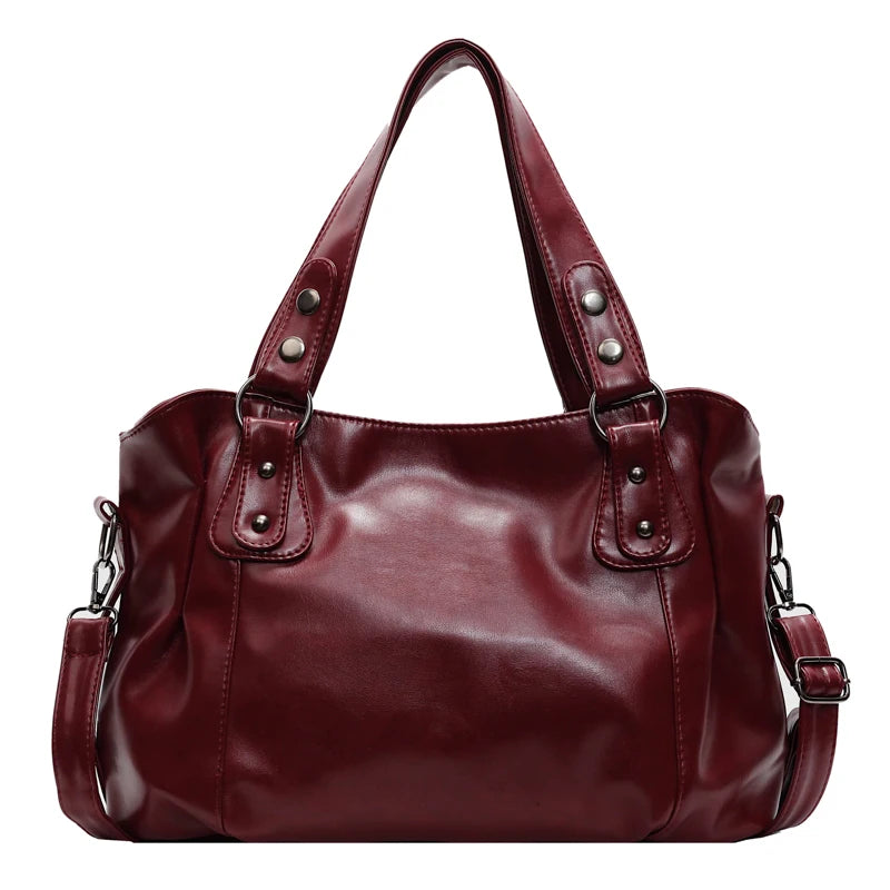 Retro Vegan Leather Tote Bag