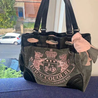 Y2K Embroidered Velvet Tote