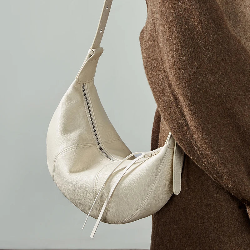 Half Moon Leather Hobo Bag