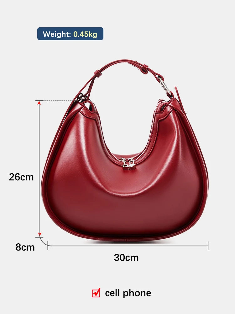 Cowhide Leather Top Handle Hobo