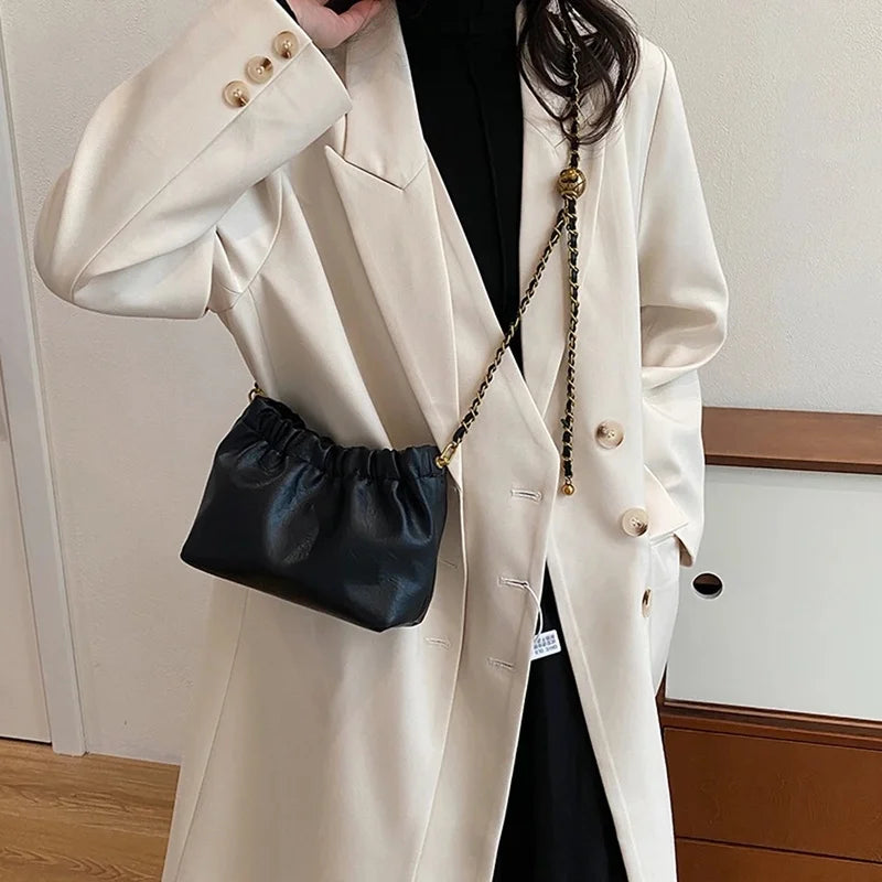 Pleated Chain Shoulder Bag