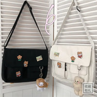 Printed Canvas Messenger Bag