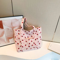 Strawberry Corduroy Tote Bag