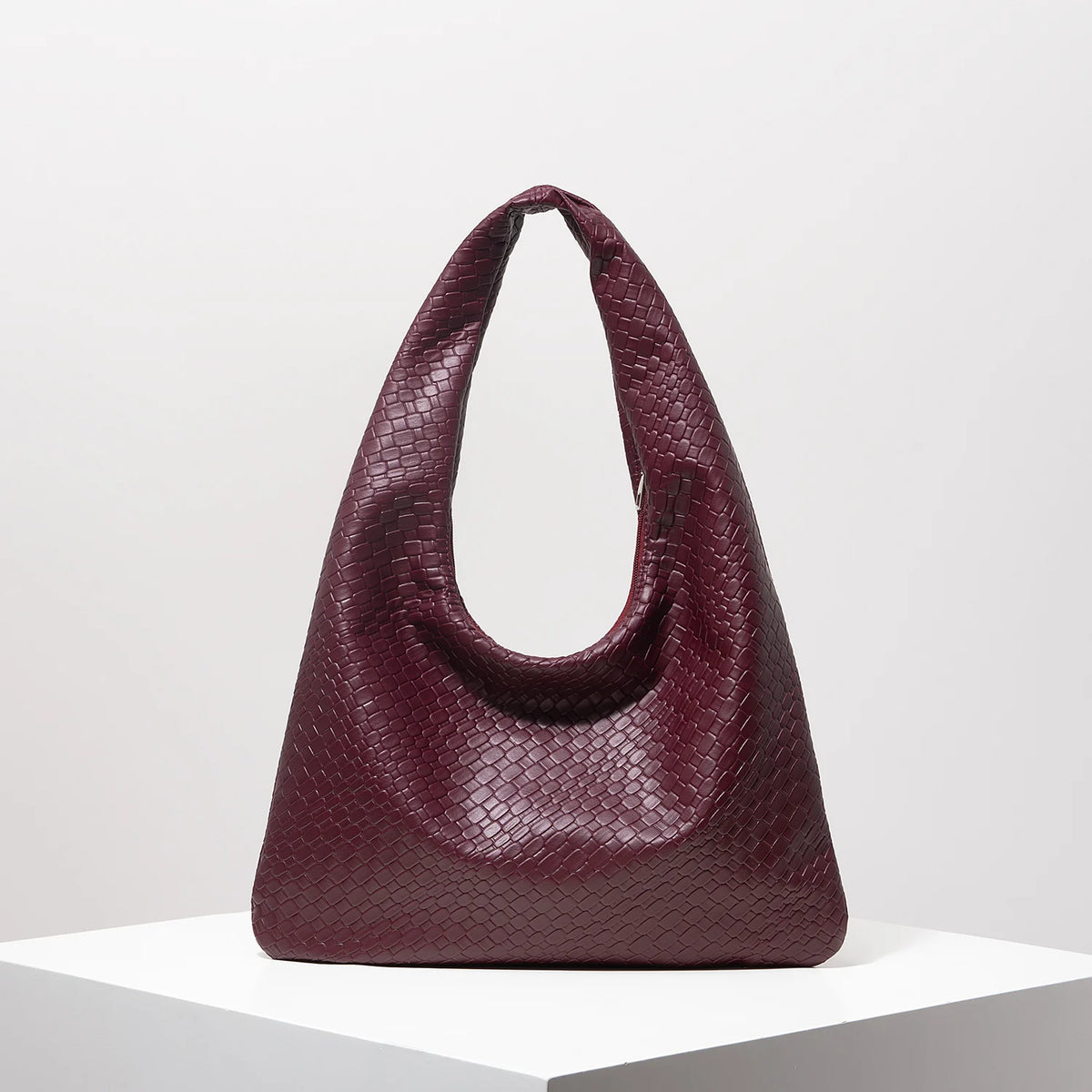 Woven Vegan Leather Hobo Bag
