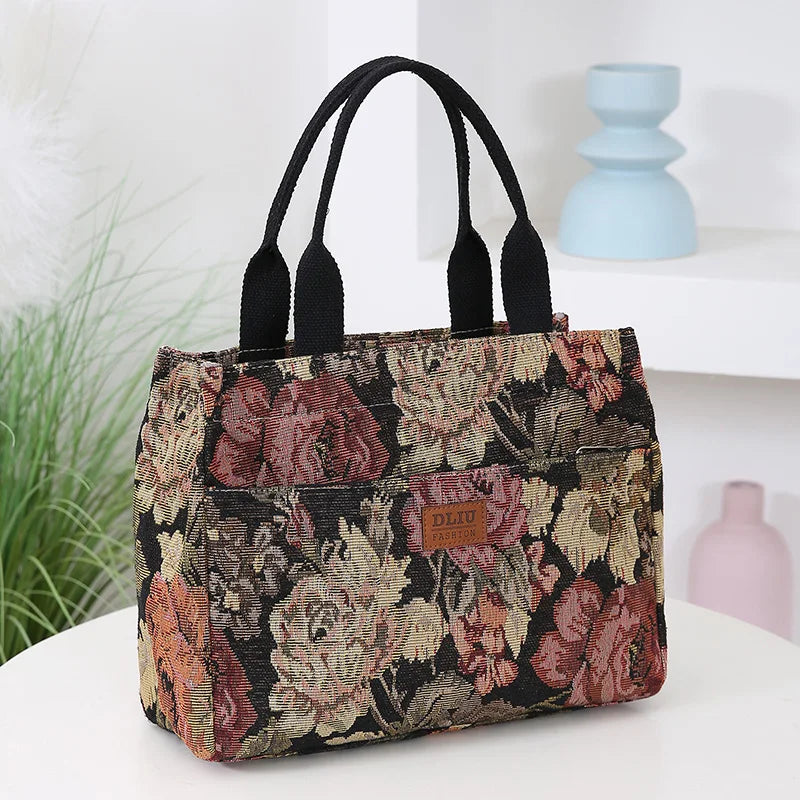 Floral Print Fabric Tote Bag