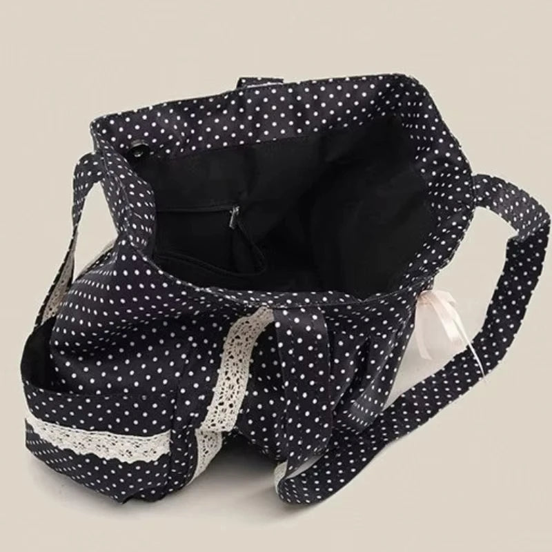Vintage Lace Polka Dot Tote