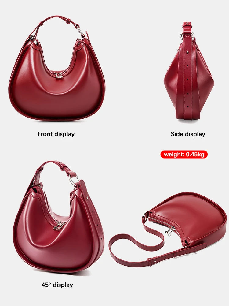 Cowhide Leather Top Handle Hobo