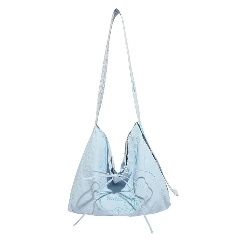 Plaid Nylon Hobo Tote