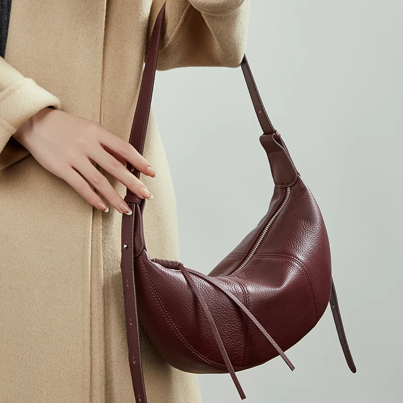 Half Moon Leather Hobo Bag