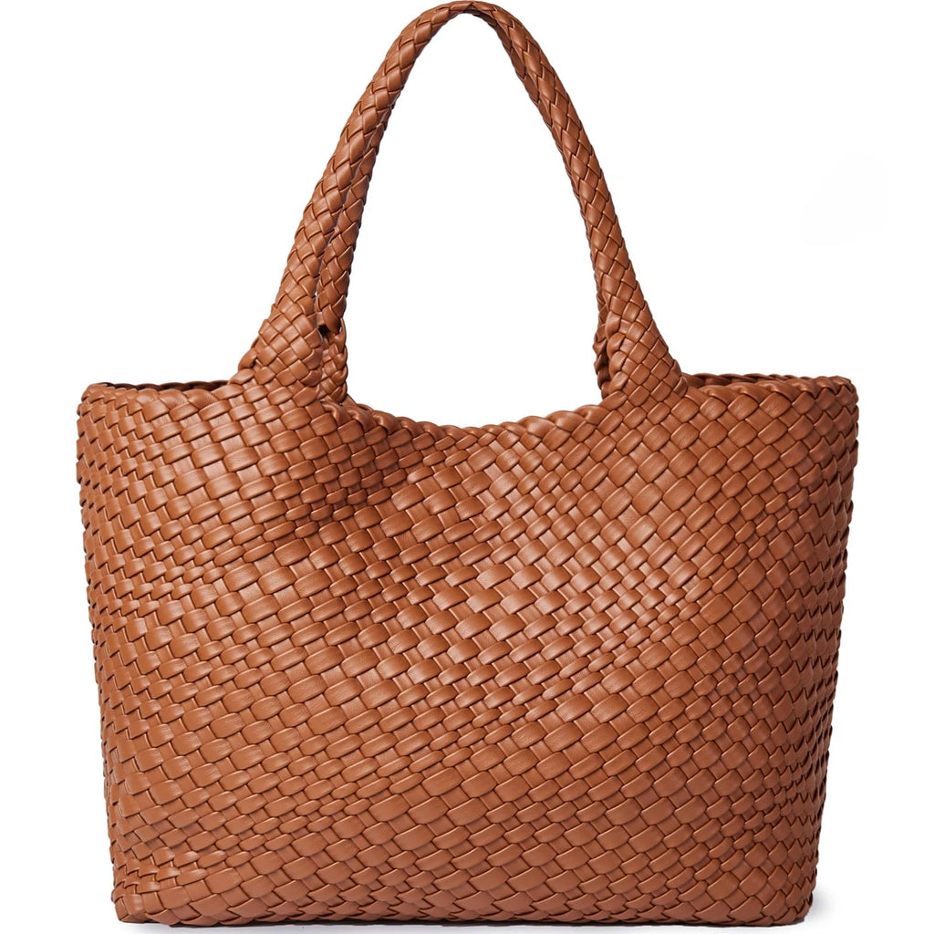 Woven Vegan Leather Beach Tote