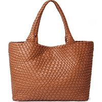 Woven Vegan Leather Beach Tote