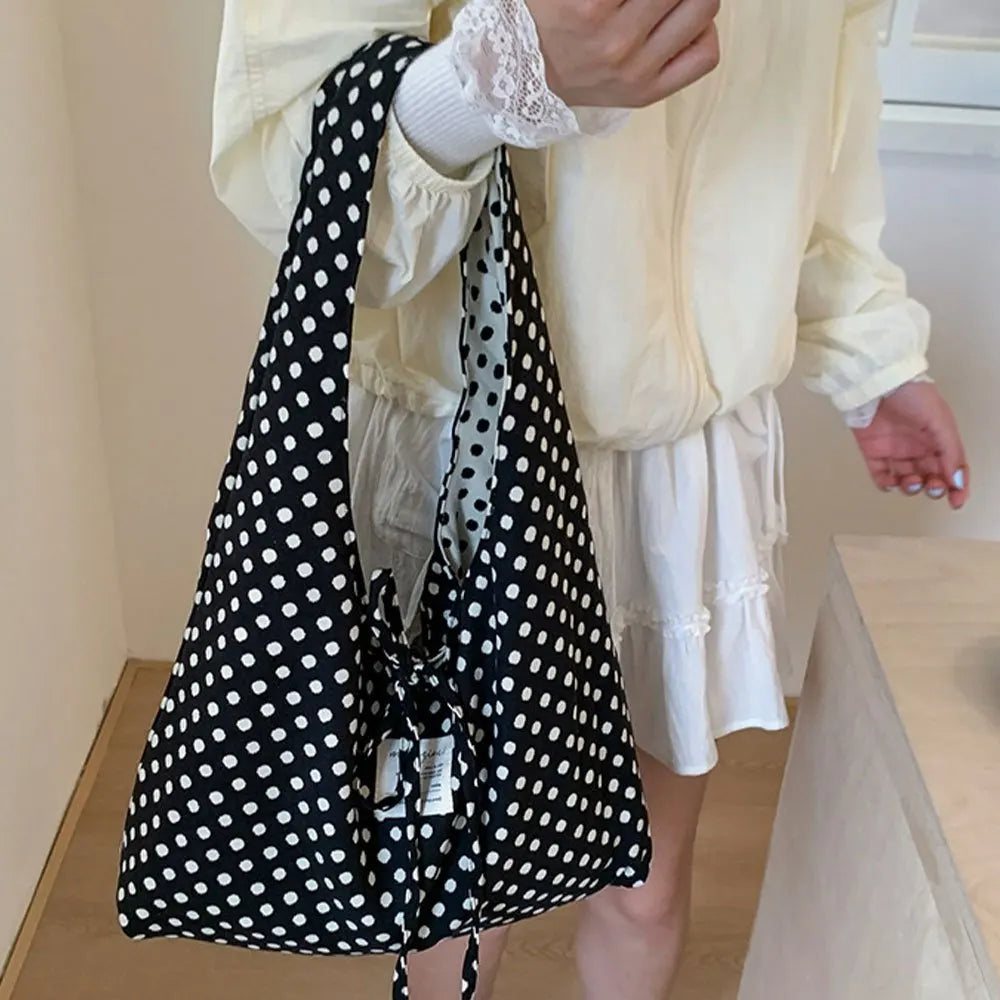 Polka Dot Double-Sided Hobo Bag