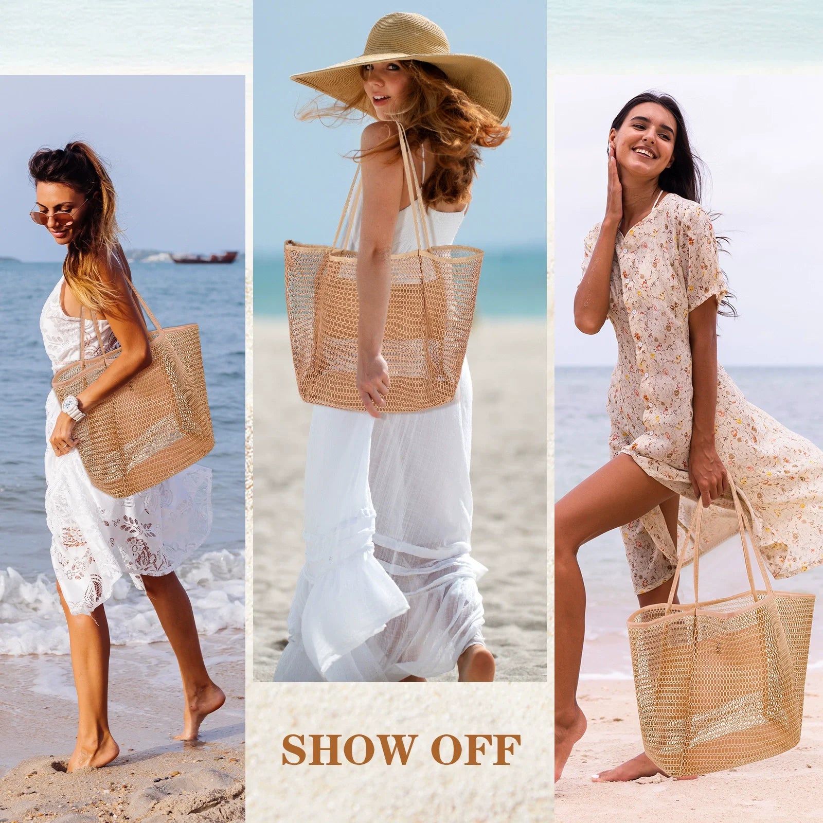Foldable Mesh Beach Tote