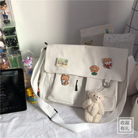 Printed Canvas Messenger Bag