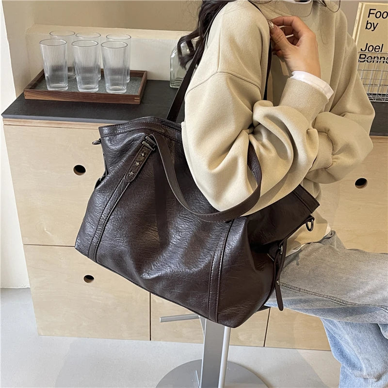 Soft Vegan Leather Shopper Tote