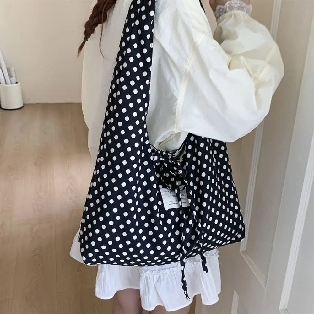 Polka Dot Double-Sided Hobo Bag