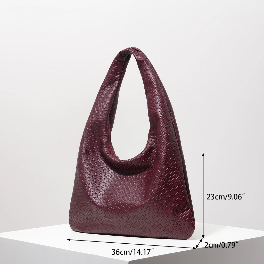 Woven Vegan Leather Hobo Bag