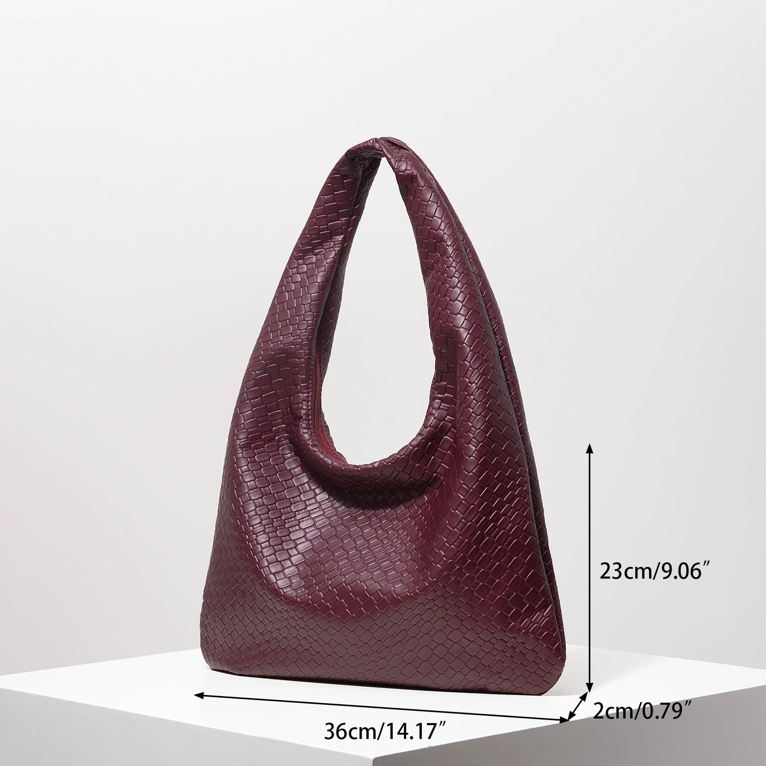 Woven Vegan Leather Hobo Bag