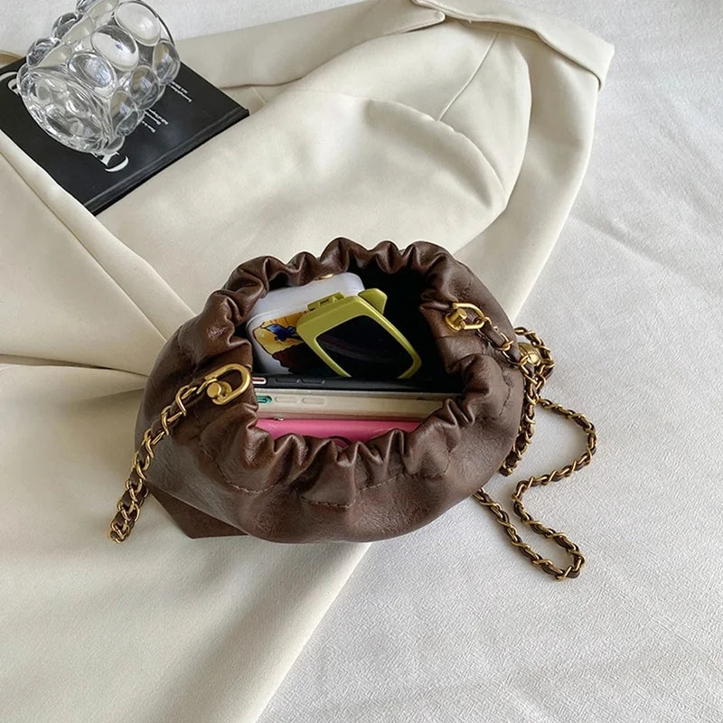 Pleated Chain Shoulder Bag