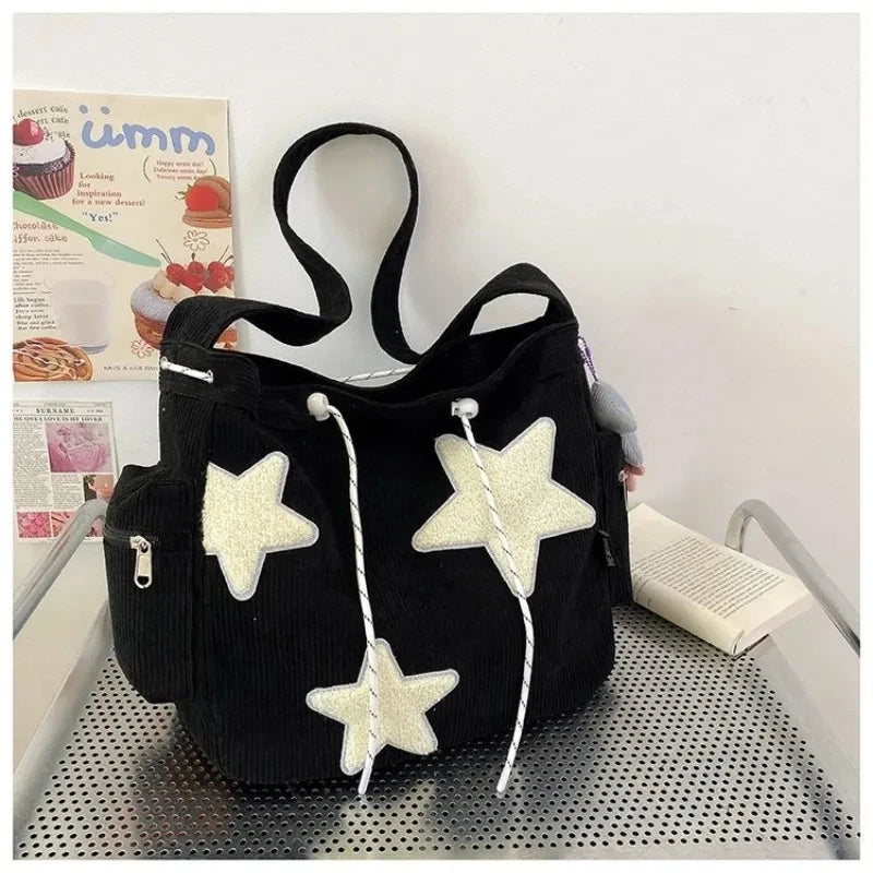 Star Corduroy Student Tote Bag