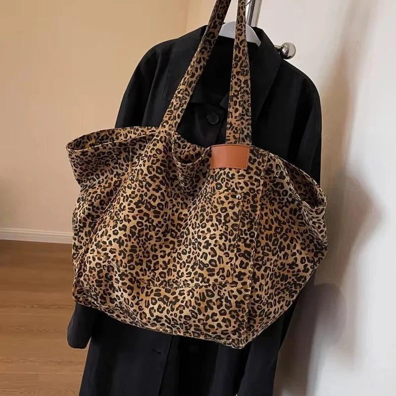 Leopard Print Canvas Tote Bag