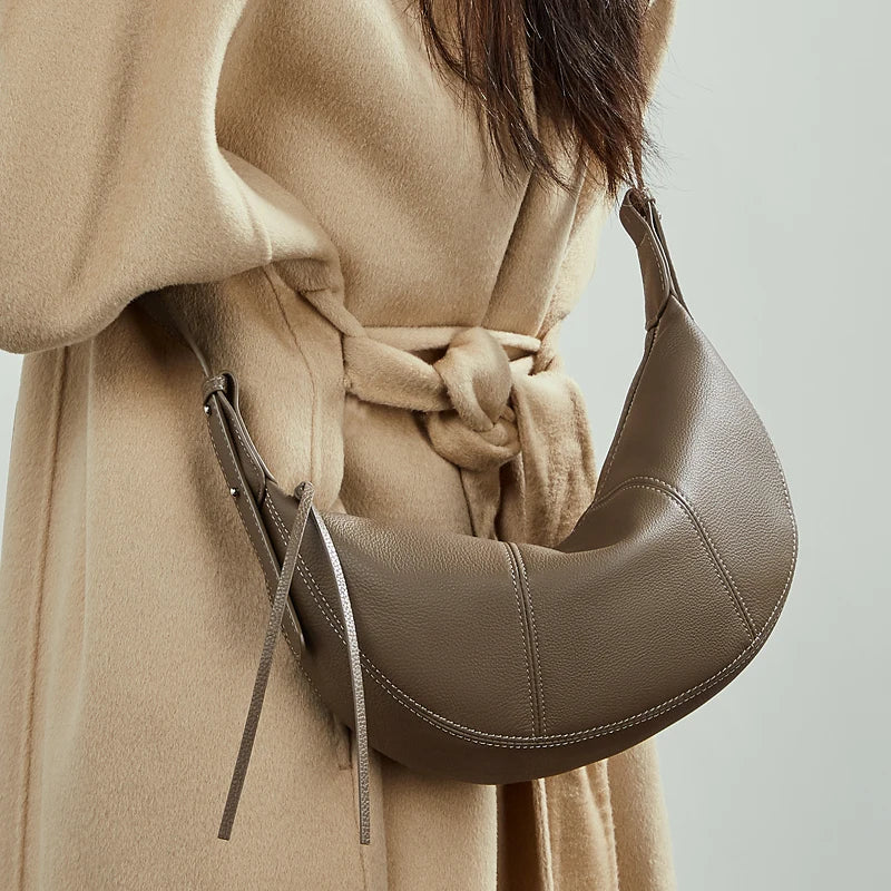 Half Moon Leather Hobo Bag