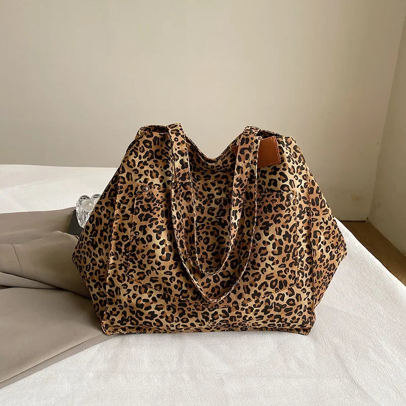 Leopard Print Canvas Tote Bag