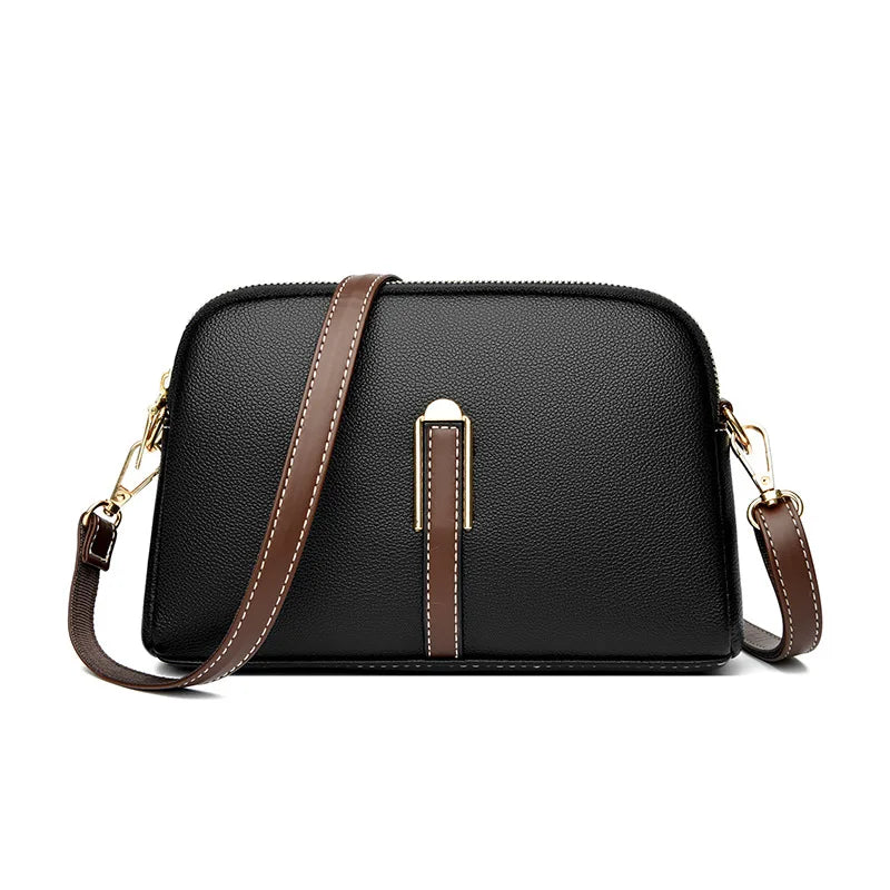 Cowhide Leather Flap Crossbody Bag