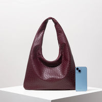 Woven Vegan Leather Hobo Bag