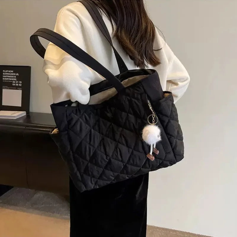 Diamond Pattern Cotton Tote Bag