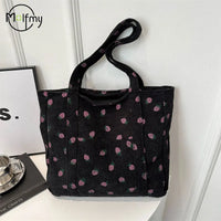 Strawberry Corduroy Tote Bag